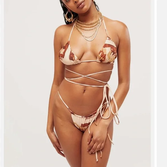 Inamorata Las Olas bikini set brown ink satin